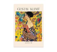 Nacnic Lámina poster de Dama con fan Cuadros decorativos para tu salón, dormitorio, hogar. Estampados de arte de pared. Impresiones de pared estética inspiradas en Gustav Klimt A3