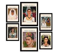 Nacnic Lámina poster de Frida Kahlo. Galería del pintor. Cuadros decorativos para tu salón, dormitorio, hogar. Estampados de arte de pared. Tamaños A4 y A3 con marcos negros