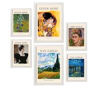 Nacnic Lámina poster de Frida Klimt van Gogh. Galería del pintor. Cuadros decorativos para tu salón, dormitorio, hogar. Estampados de arte de pared. Tamaños A4 y A3 con marcos blancos