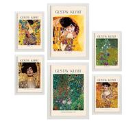 Nacnic Lámina poster de Klimt 1. Galería del pintor. Cuadros decorativos para tu salón, dormitorio, hogar. Estampados de arte de pared. Tamaños A4 y A3 con marcos blancos