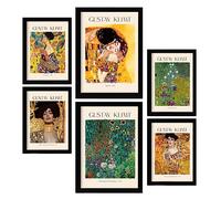 Nacnic Lámina poster de Klimt 1. Galería del pintor. Cuadros decorativos para tu salón, dormitorio, hogar. Estampados de arte de pared. Tamaños A4 y A3 con marcos negros