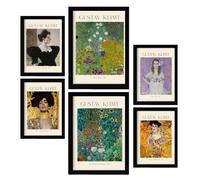 Nacnic Lámina poster de Klimt 2. Galería del pintor. Cuadros decorativos para tu salón, dormitorio, hogar. Estampados de arte de pared. Tamaños A4 y A3 con marcos negros