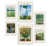 Nacnic Lámina poster de Monet. Galería del pintor. Cuadros decorativos para tu salón, dormitorio, hogar. Estampados de arte de pared. Tamaños A4 y A3 con marcos blancos