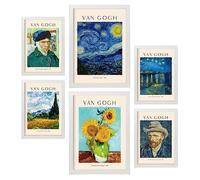 Nacnic Lámina poster de Van Gogh. Galería del pintor. Cuadros decorativos para tu salón, dormitorio, hogar. Estampados de arte de pared. Tamaños A4 y A3 con marcos blancos