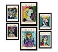 Nacnic Lámina poster set 6 de Picasso 2 Colección de obras de arte, Cuadros decorativos para tu salón, dormitorio, hogar. Estampados de arte de pared. A4 y A3