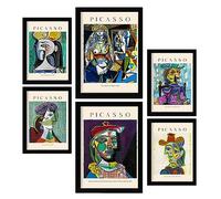 Nacnic Lámina poster set 6 de Picasso Colección de obras de arte, Cuadros decorativos para tu salón, dormitorio, hogar. Estampados de arte de pared. A4 y A3