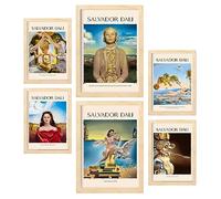 Nacnic Lámina poster set 6 de Salvador Dali Colección de obras de arte, Cuadros decorativos para tu salón, dormitorio, hogar. Estampados de arte de pared. A4 y A3 con Madera Marcos