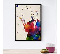 Nacnic Manifesto Alfred Hitchcock con Design ad Acquerello. Miscela di Fogli di Stile dell'acquerello per la Decorazione d'interni. Dimensione A4 con Telaio