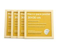 Nacnic - Pack 4 Marcos de Madera MDF Clara y Vidrio Acrílico | Protección y Expositor de Fotografías, Láminas, Pósters, Cuadros y Decoración para Salón, Dormitorio u Oficina