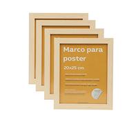 Nacnic - Pack 4 Marcos de Madera MDF Clara y Vidrio Acrílico | Protección y Expositor de Fotografías, Láminas, Pósters, Cuadros y Decoración para Salón, Dormitorio u Oficina | 20x25 cm