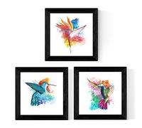 Nacnic Pack de 3 láminas de COLIBRIES. Tamaño 25x25