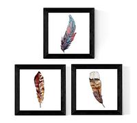 Nacnic Pack de 3 láminas de Plumas ILUSTRADAS. Tamaño 20x20