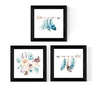 Nacnic Pack de 3 láminas de Plumas ILUSTRADAS. Tamaño 25x25