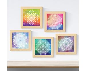 Nacnic Pack de 5 láminas con imágenes de Mandalas CREACION. Posters Cuadrados con Mandalas. Decoración de hogar. Llena tu casa de espiritualidad con Nuestros diseños