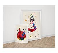 Nacnic Pack de láminas enmarcadas para enmarcar ALICIA Y PRINCIPITO EN PLANETA. Posters estilo acuarela con imágenes de cuentos. Decoración de hogar. Láminas para enmarcar. Con marco