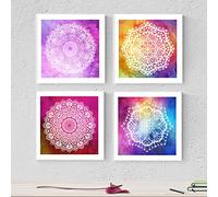 Nacnic Pack de láminas enmarcadas para enmarcar FULGOR. Posters cuadrados con imágenes de mandalas. Decoración de hogar. Láminas para enmarcar. Con marco