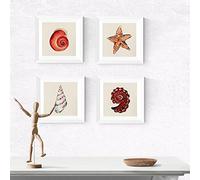 Nacnic Pack de láminas enmarcadas para enmarcar RECUERDOS DEL MAR. Posters cuadrados con imágenes del mar. Decoración de hogar. Láminas para enmarcar. Con marco