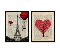 Nacnic Pack de láminas para enmarcar París Je T'Aime. Posters Estilo romantico con la definición de Amor en español. Tamaño 24x30cm con Marco