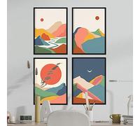 Nacnic Pack de posters con dibujos de montañas a color. Set de láminas de decoración 'Montaña De Colores' coloridas, con imágenes de montañas, cordilleras, y ríos. Tamaño A3