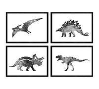 Nacnic Pack de Posters de Dinosaurios Blanco y Negro. Láminas de Dinosaurios para niños. Tamaño A3