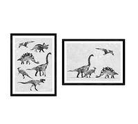 Nacnic Pack de posters de Dinosaurios tonos grises. Láminas de dinosaurios para niños. Tamaño A4