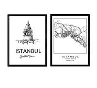Nacnic Pack de posters de Estambul - Torre galata. Láminas con monumentos de ciudades. Tamaño A3