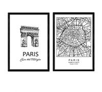 Nacnic Pack de posters de Paris -Arco del triunfo. Láminas con monumentos de ciudades. Tamaño A3