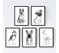 Nacnic Pack de posters de Perros de raza. Láminas decorativas de perros. Tamaño A4