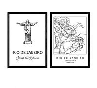 Nacnic Pack de posters de Rio de Janeiro - El cristo redentor. Láminas con monumentos de ciudades. Tamaño A4