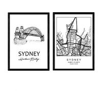 Nacnic Pack de posters de Sydney - Puente de la bahía. Láminas con monumentos de ciudades. Tamaño A3