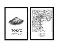 Nacnic Pack de posters de Tokyo - Monte Fuji. Láminas con monumentos de ciudades. Tamaño A3