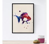 Nacnic Pesce poster con profilo disegno acquerello. Mescolare con i fogli di stile acquerello per la decorazione d'interni. formato A4