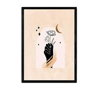 Nacnic Poster con imágenes místicas, con imágenes de Soles y Lunas. Lámina en Tonos Marrones con Dibujos de misticismo, esoterismo, y paganismo. Cuadro de exposición 'Místico 10'. Tamaño A3