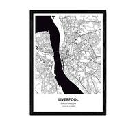Nacnic Poster con mapa de Liverpool - USA. Láminas de ciudades de Estados Unidos con mares y ríos en color negro. Tamaño A4