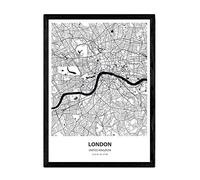 Nacnic Poster con mapa de London - Reino Unido. Láminas de ciudades de Reino Unido con mares y ríos en color negro. Tamaño A3
