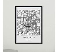 Nacnic Poster con mapa de Orlando. Lámina de Estados Unidos, con imágenes de mapas y carreteras de las principales ciudades de Estados Unidos. Tamaño A3 con marco