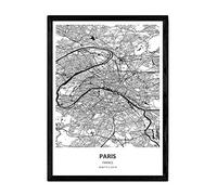 Nacnic Poster con Mapa de Paris - Francia. Láminas de Ciudades de Francia con Mares y ríos en Color Negro. Tamaño A3