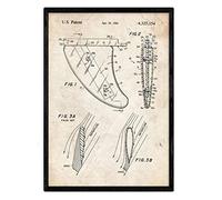 Nacnic Poster con marco con patente de Aleta. Lámina con diseño de patente antigua en tamaño A3 y con fondo vintage Con marco