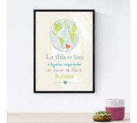 Nacnic Poster con mensaje feliz. Lámina La vida te lleva. Imagen para decorar con mensajes felices, para alegrar el día, y para relajar el ambiente, ... Tamaño A4