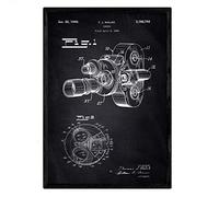 Nacnic Poster con patente de Camara de fotos 8 milimetros. Lámina con diseño de patente antigua en tamaño A3 y con fondo negro