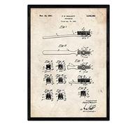 Nacnic Poster con patente de Cepillo de dientes. Lámina con diseño de patente antigua en tamaño A3 y con fondo vintage