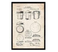 Nacnic Poster con patente de Dispositivo de sellado de botellas. Lámina con diseño de patente antigua en tamaño A3 y con fondo vintage