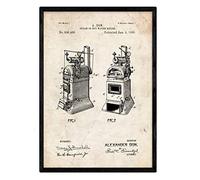 Nacnic Poster con patente de Hervidor de agua. Lámina con diseño de patente antigua en tamaño A3 y con fondo vintage