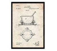 Nacnic Poster con patente de Mortero de farmacia. Lámina con diseño de patente antigua en tamaño A3 y con fondo vintage