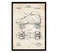 Nacnic Poster con patente de Patines. Lámina con diseño de patente antigua en tamaño A3 y con fondo vintage