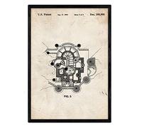 Nacnic Poster con patente de Planta del castillo Disney. Lámina con diseño de patente antigua en tamaño A3 y con fondo vintage