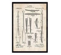 Nacnic Poster con patente de Remos 1. Lámina con diseño de patente antigua en tamaño A3 y con fondo vintage