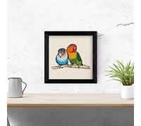 Nacnic Poster Cuadrado con Dibujos de pájaros. Lámina Amor Infinito, ilustrada con Dibujos de pajaros y periquitos. Imagen Cuadrada con Dibujos de Animales Tamaño 20x20