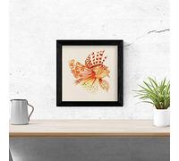 Nacnic Poster cuadrado con dibujos de peces. Lámina Diversión en naranja, ilustrada con dibujos de peces y animales del mar. Imagen cuadrada con dibujos del oceano Tamaño 20x20 con marco