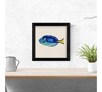 Nacnic Poster cuadrado con dibujos de peces. Lámina Pez azulón, ilustrada con dibujos de peces y animales del mar. Imagen cuadrada con dibujos del oceano Tamaño 20x20 con marco